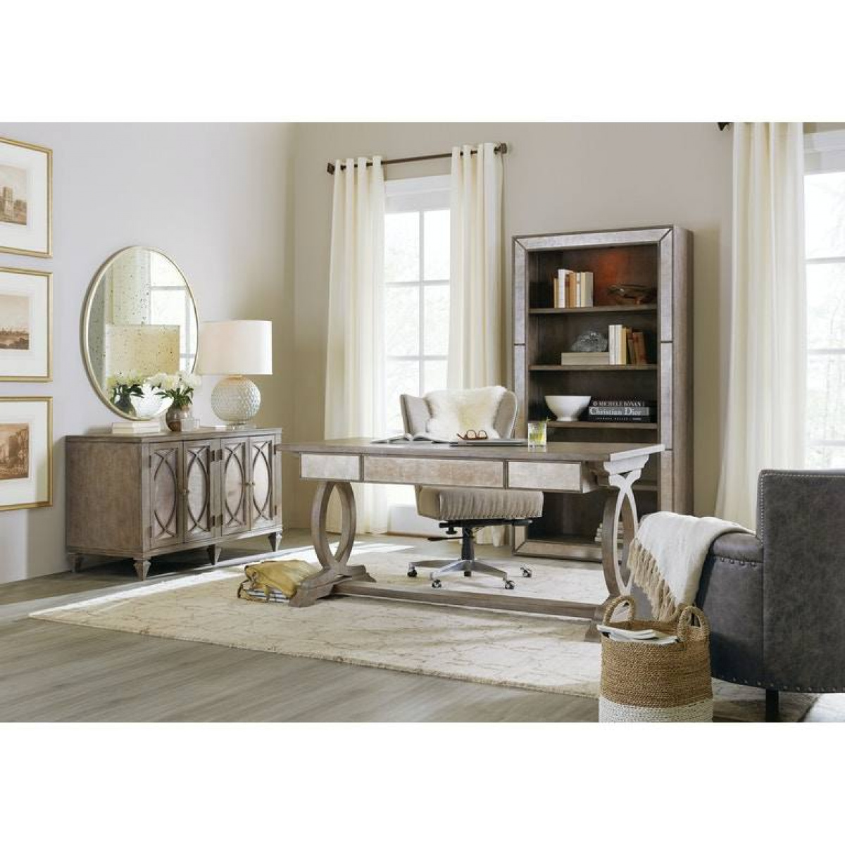 Rustic Glam Trestle Desk Desks Hooker Furniture 4