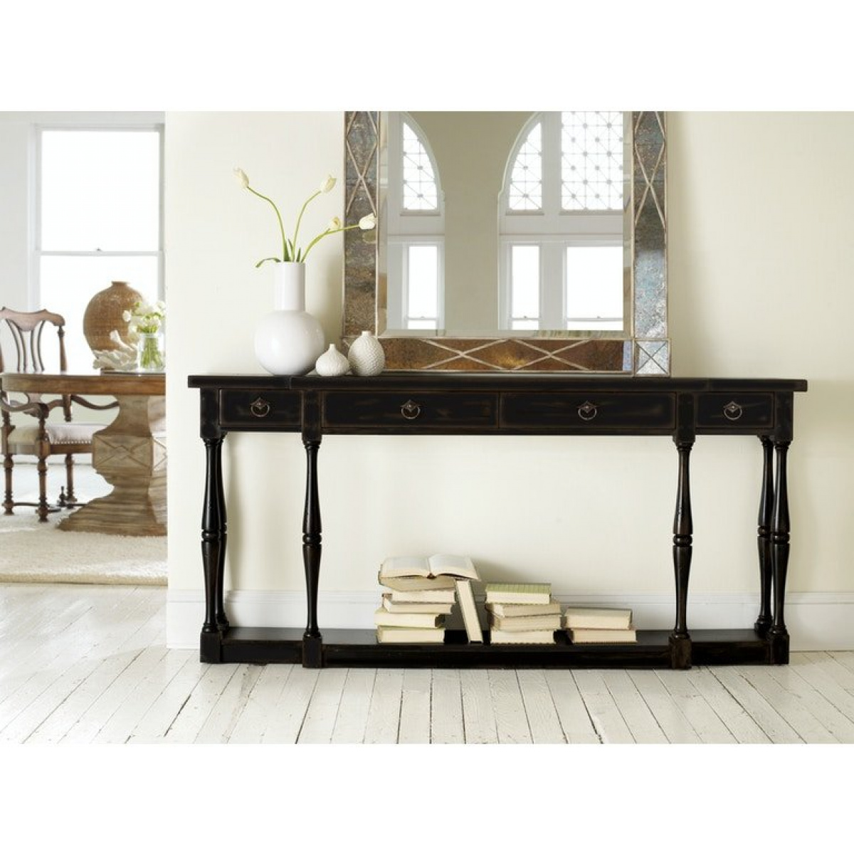 Sanctuary Four-Drawer Thin Console Console Tables Hooker Furniture 4