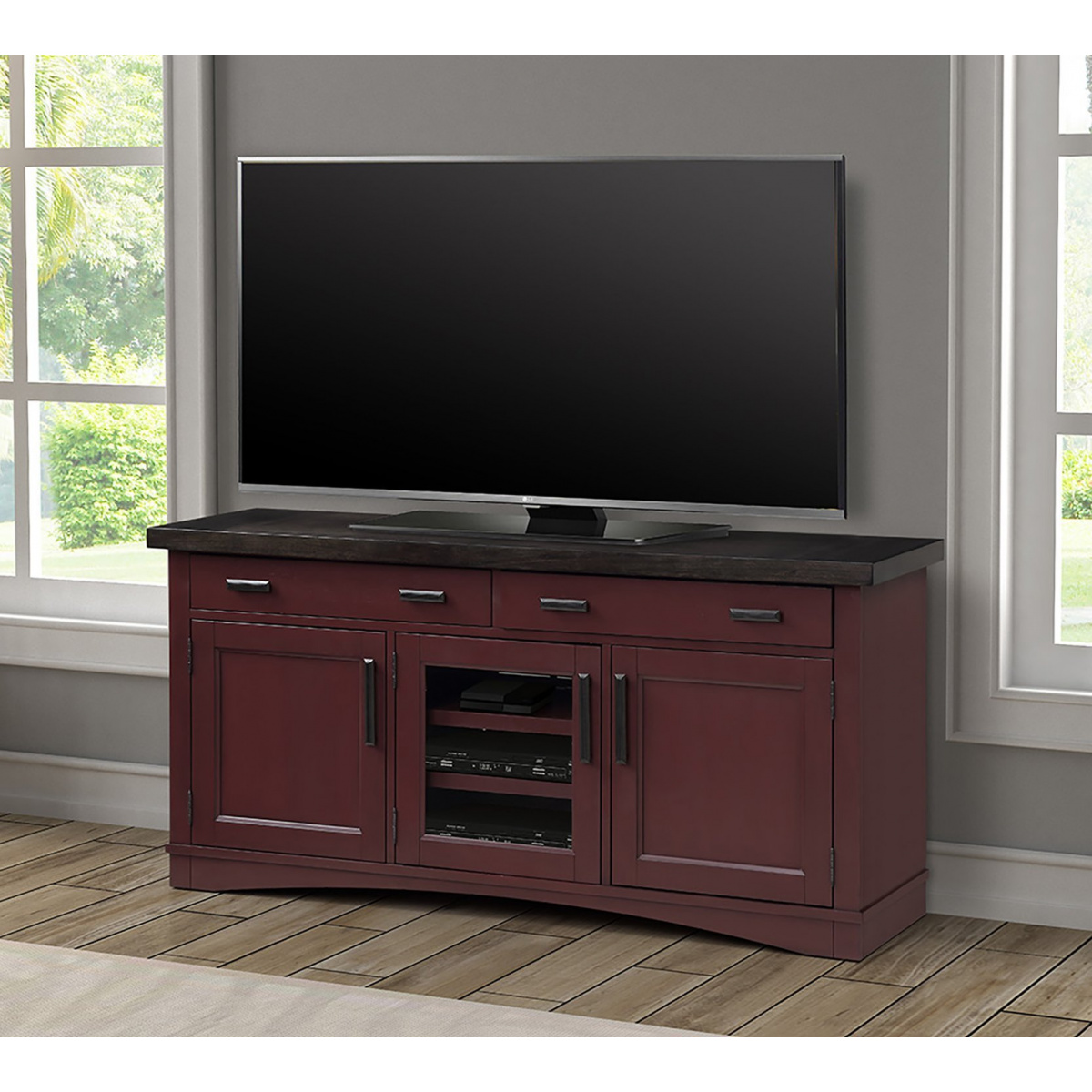 Americana Modern – Cranberry 63 In. Tv Console Entertainment Stands Parker House 2