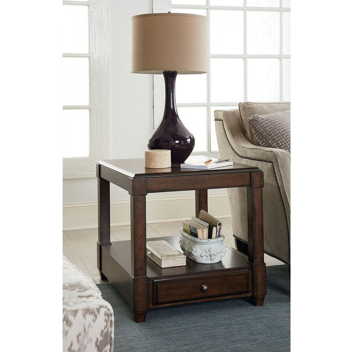 Halsey Rectangular Drawer End Table End tables Hammary 2
