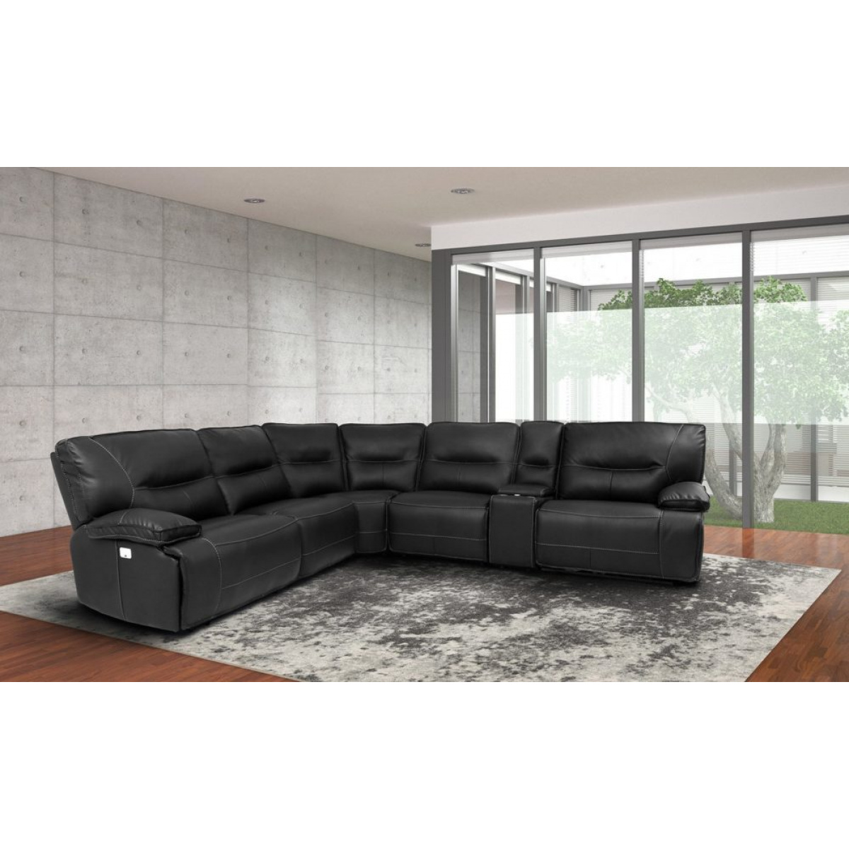 Spartacus Black 6pc Sectional Sectionals Parker House 2