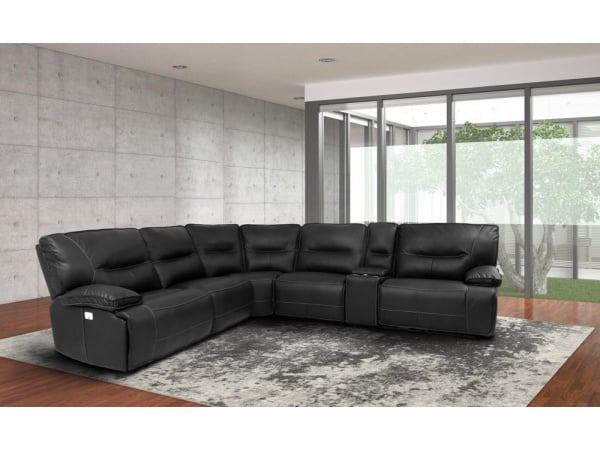 Spartacus Black 6pc Sectional Sectionals Parker House