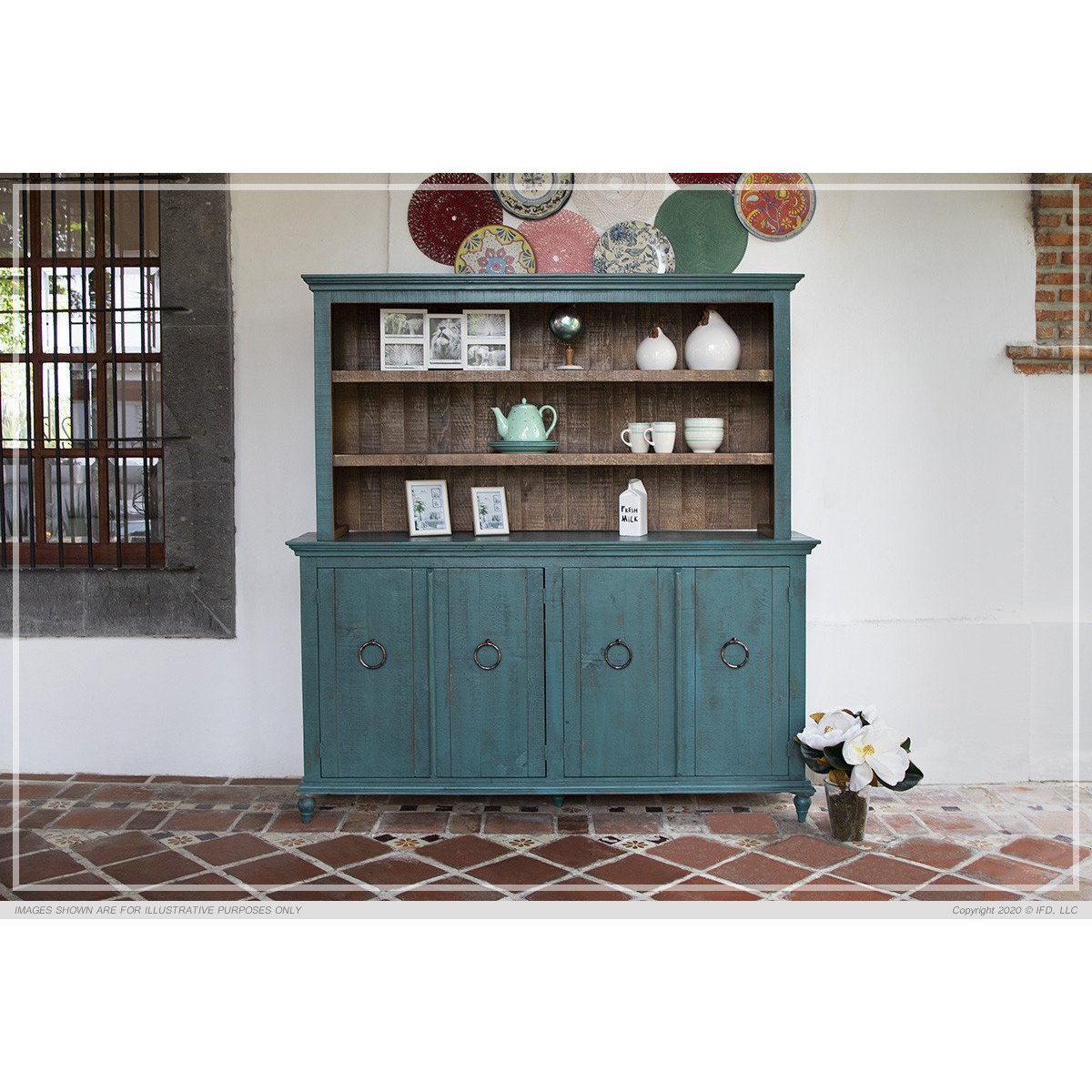 9901 Capri Green Console & Hutch Set Entertainment Stands International Furniture Direct 4