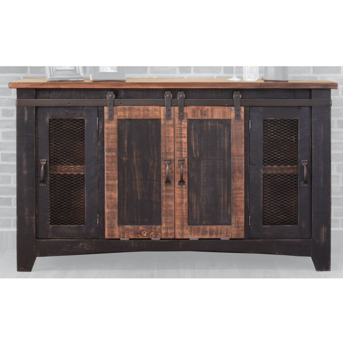 370 Pueblo Black 60″ TV Stand Entertainment Stands International Furniture Direct 3