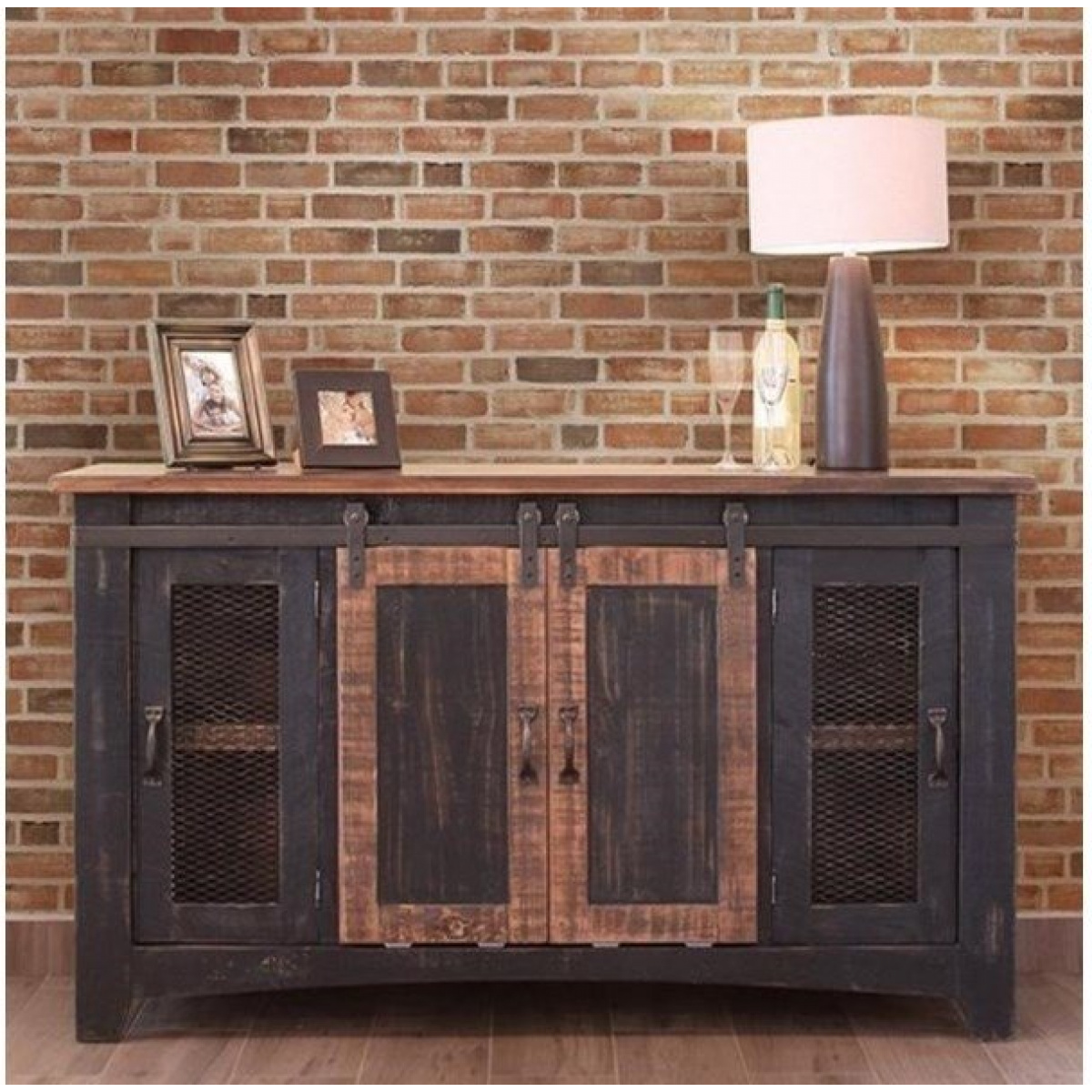 370 Pueblo Black 60″ TV Stand Entertainment Stands International Furniture Direct 4