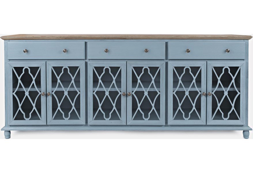 Aurora Hills Blue 6-Door Accent Chest Entertainment Stands Jofran 9