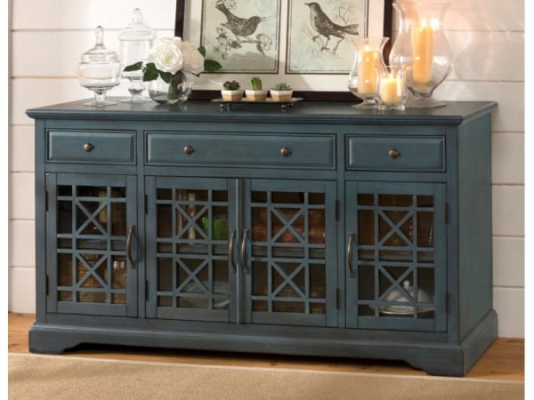Craftsman 60″ Blue Media Unit Entertainment Stands Jofran 3