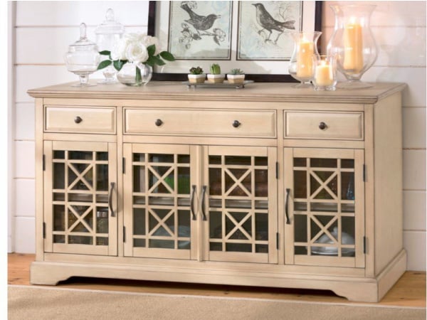 Craftsman 60″ Cream Media Unit Entertainment Stands Jofran 3