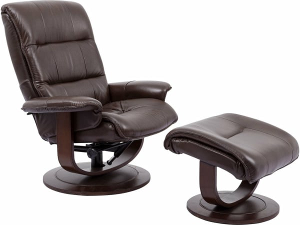 Knight Manual Reclining Swivel Chair and Ottoman Recliners Parker House