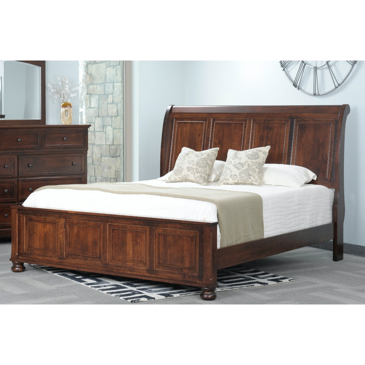 Brigantine Sleigh Bed with Low Footboard Beds Amish 5