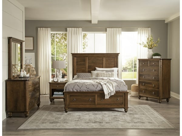 Charleston Louver Panel Bed with High Footboard Beds Amish 3
